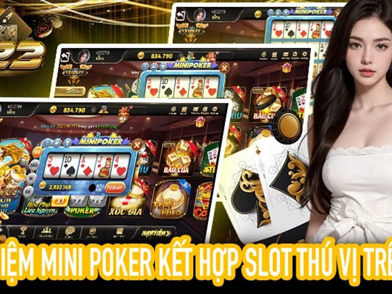 Hình ảnh bàn chơi bài Poker hoặc Blackjack với các lá bài và chip cược